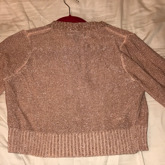 Glittery Rose Gold Cropped Cardigan - Picture 4 of 5